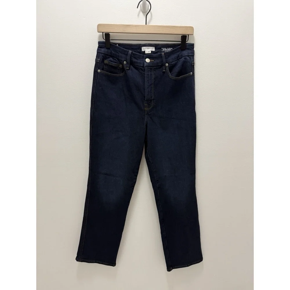 Good American Good Curve Straight Jeans 6 28 Dark Wash Super High Rise 28 Inseam